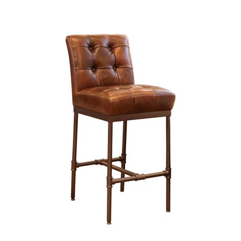 Homall walnut bentwood adjustable height leather bar stool with black vinyl seat. Real Leather Bar Stools With Backs