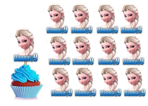 12pcs Personalized Frozenqueen Elsa Cupcake Topper Lazada Ph