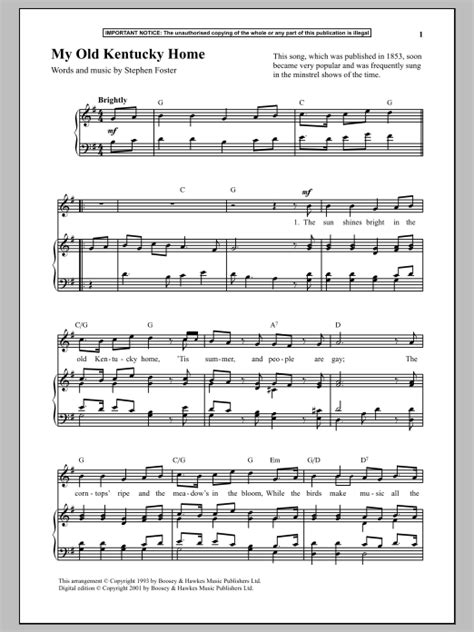 My Old Kentucky Home Sheet Music Direct