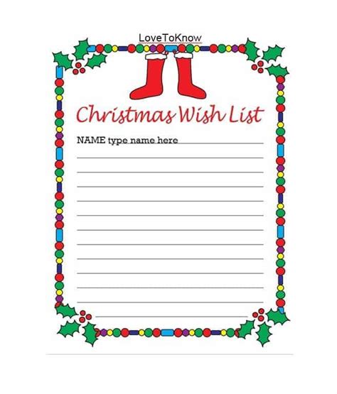 Christmas Wish List Templates Free Printable Word Excel PDF Christmas Wish List