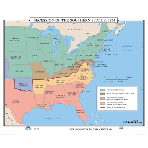 United States Map 1861 Secession