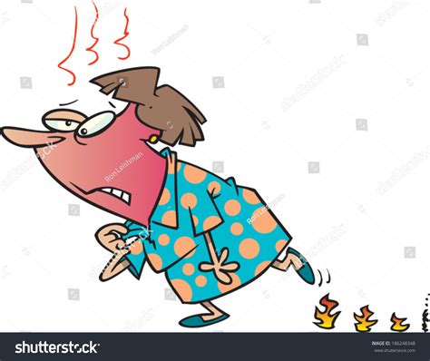 Cartoon Woman Having Hot Flashes Stock Vector 186248348 Shutterstock