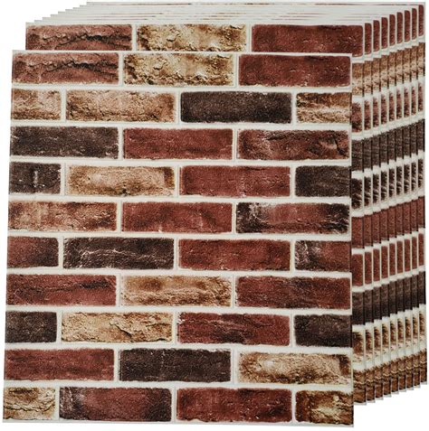 Buy 3d Brick Wall Panels Peel And Stick Wallpaper Brown White Color Painted Faux Brick 3d Wall