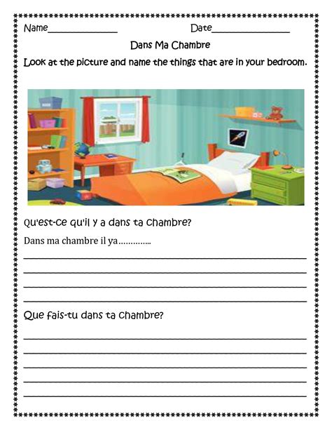 Dans La Chambre French Bedroom Distance Learning Worksheets Made By