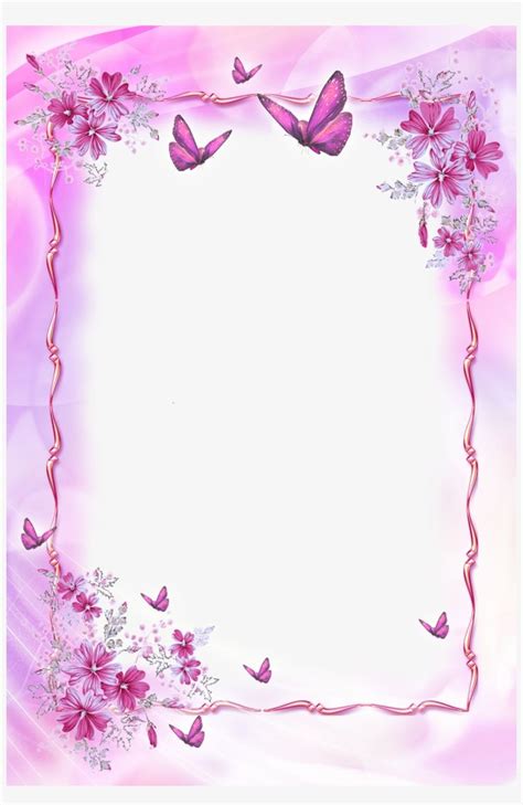 Transparent Frames Pink Butterfly Border Design Png Image D16