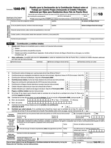 Irs 1040 Pr 2018 Fill And Sign Printable Template Online Us Legal Forms