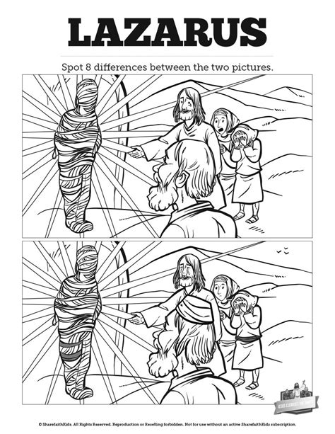 When lazarus came out of the tomb, what did he look like? John 11 Lazarus Kids Spot The Difference: Can your kids ...