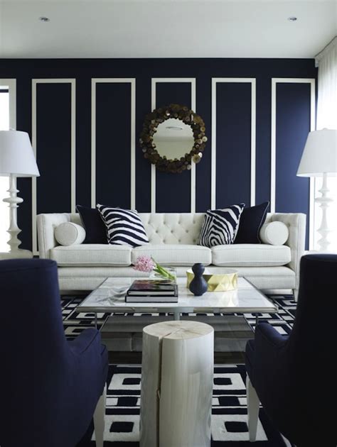 contemporary navy blue living room design
