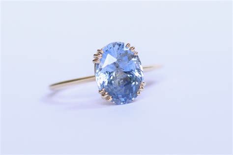 Natural Light Blue Sapphire Ring Oval Blue Sapphire Ring Etsy