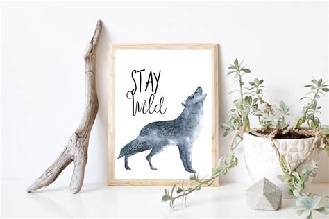 Stay Wild Baby T Wolf Watercolor Wolf Woodland Etsy Wolf Nursery