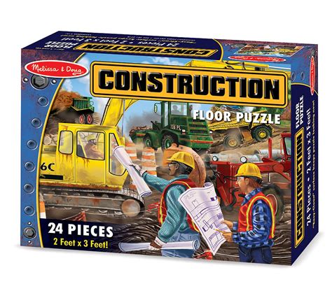 Melissa And Doug Construction Floor Puzzle With Extra Thick Cardboard