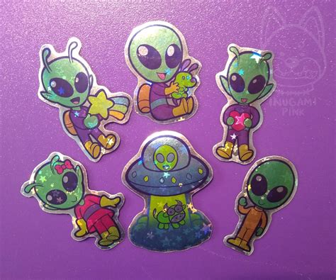 Chibi Aliens Sticker Set Etsy