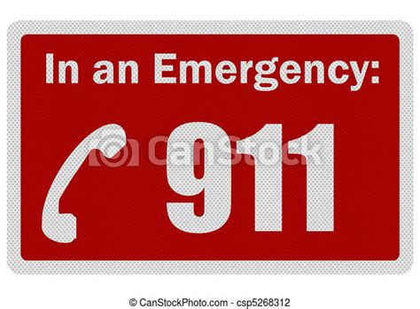 Clip Art Of Photo Realistic Emergency 911 Sign Isolated On White