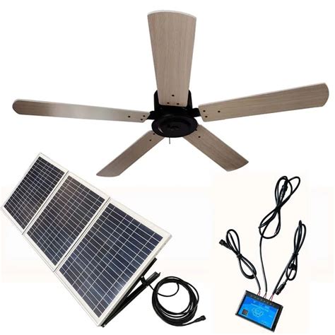 Outdoor Solar Wooden Ceiling Fan 52 60w Solar Panel With12ah 12v Lead