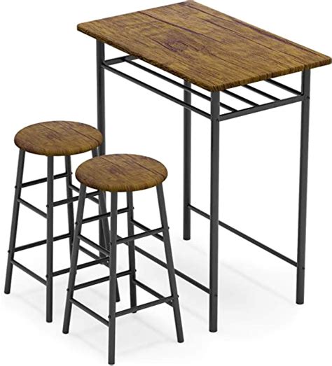 Weehom 3 Pieces Bar Table Set Modern Pub Table And Chairs