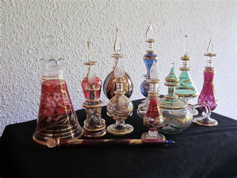Egyptian Glassware Art Nine Perfume Bottles A Pen And A Catawiki