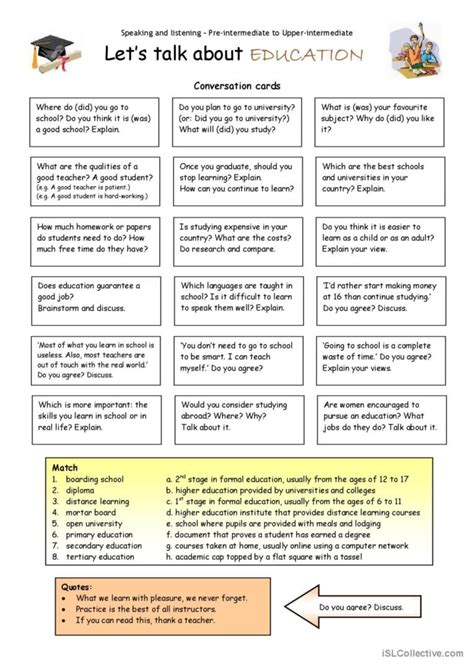 Lets Talk About Education English Esl Worksheets Pdf And Doc