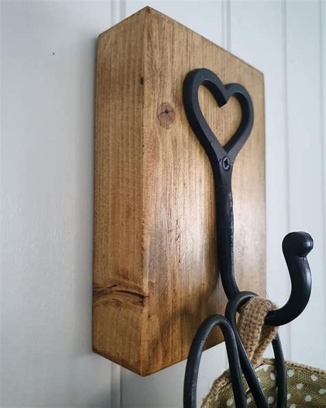 Rustic Reclaimed Single Heart Hook Wall Mounted Etsy Uk