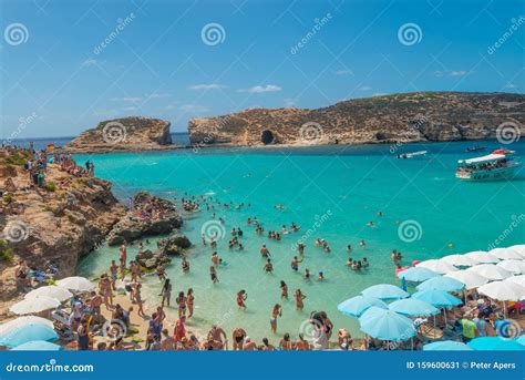 Tourists Swimming At Blue Lagoon Comino Malta Editorial Photo Image