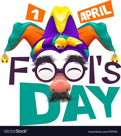 Funny Glasses Nose April Fools Day Lettering Text Vector Image