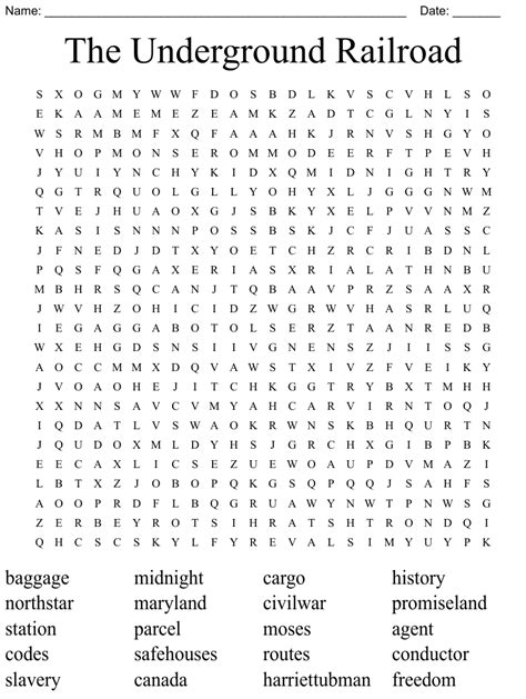 Underground Railroad Word Search Word Search Printable