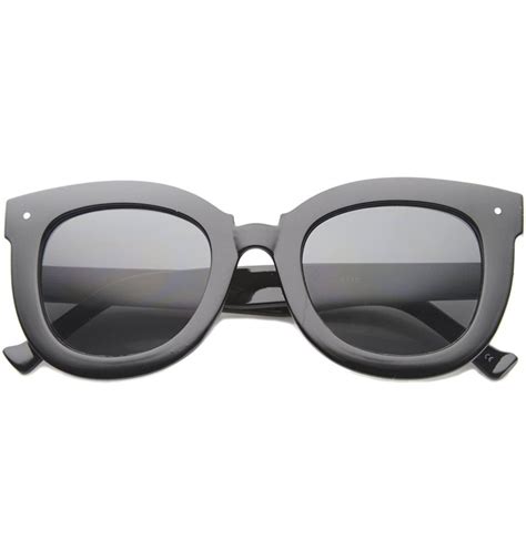 womens oversized butterfly horn rimmed round cat eye sunglasses 67mm black smoke cl128pmcsht