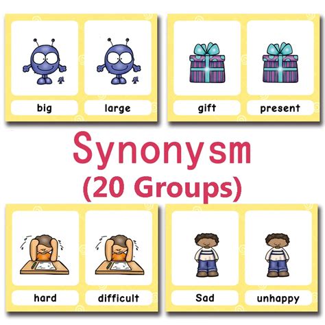 20 Groups English Synonyms Flash Cards Learning Toys For Children Kids