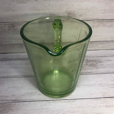 Vintage Depression Era Green Uranium Vaseline Glass Qt Etsy