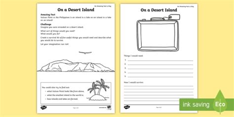 Ks1 On A Desert Island Worksheet Resource Twinkl
