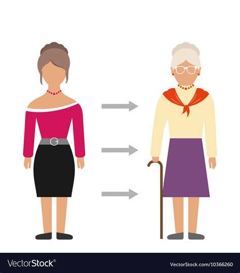 Concept Of Aging Process Young And Old Woman Vector Image