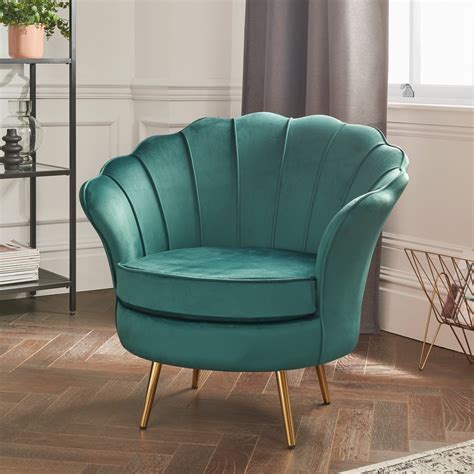 Green Scallop Shell Tub Chair | Tub Chairs | Velvet Chairs | Lounge