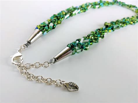 Green Variegated Braided Necklace — Jbjewelz Glass Bead Necklace
