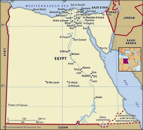 Map Of Egypt And Geographical Facts Where Egypt Is On The World Map