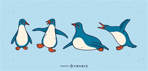 Cute Penguin Cartoon Set Vector Download