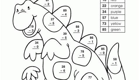 subtraction coloring worksheets