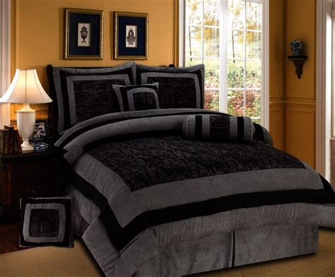 Great savings & free delivery / collection on many items. Amazon.com: 7 Pieces Black and Grey Micro Suede Comforter ...