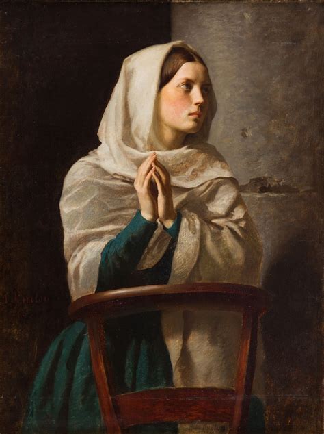 Jules Breton Young Woman Praying In Church 1854 Mutualart