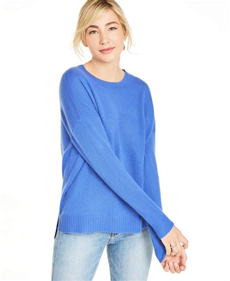 Charter Club Cashmere Oversized Crew Neck Sweater Created For Macys Macys Women Clothes