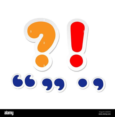 Large Question Mark Exclamation Mark Cartoon Quotation Marks Period And Comma Stock Vector