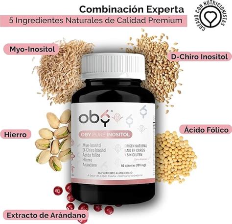 Oby Pure Inositol Suplemento De Inositol Myo Inositol Y D Chiro Inositol Ácido Fólico Hierro