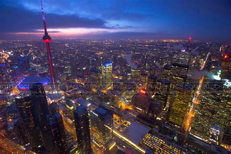 Aerial Photo Toronto City Skyline At Night