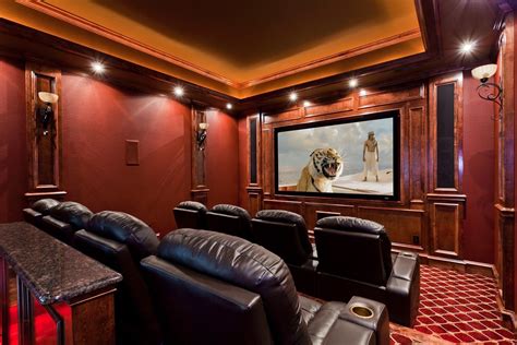 Beautiful Traditional Red Home Theater Conversion By Starlight Home