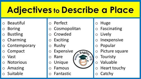 List Of Adjectives To Describe Places Download Pdf Engdic