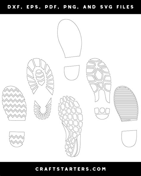 Shoeprint Outline Patterns Dfx Eps Pdf Png And Svg Cut Files