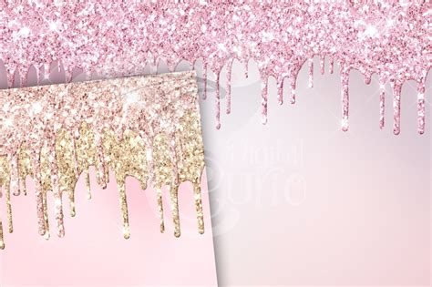 Pale Pink Glitter Drips Digital Paper Instant Download More Digital