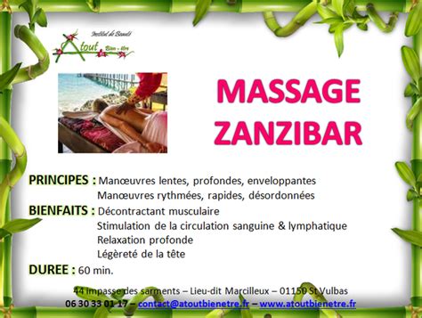 10€ Sur Votre Massage Esthetique Zanzibar Institut De Beaute Atout Bien Etre St Vulbas