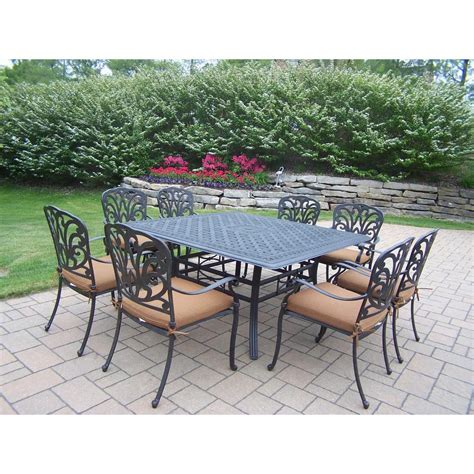 oakland living cast aluminum  piece square patio dining