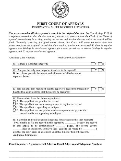 Texas Court Reporter Information Sheet Fill Out Sign Online And