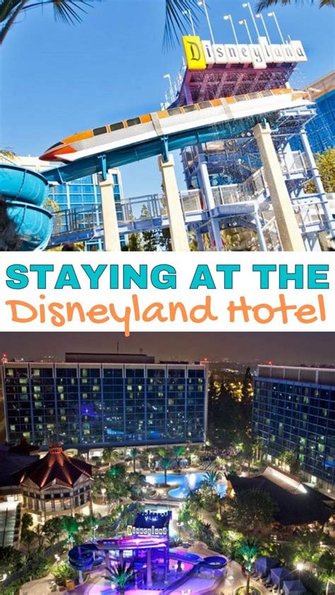 The Disney Land Hotel And Water Park With Text Overlay Saying Staying