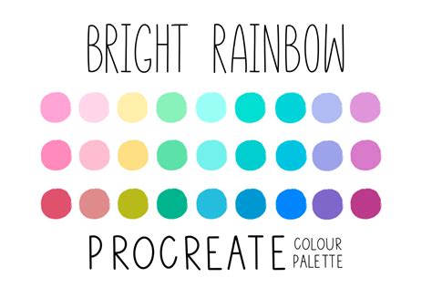Procreate Color Palette Bright Rainbow Digital Color Palette Color
